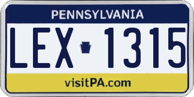 PA license plate LEX1315