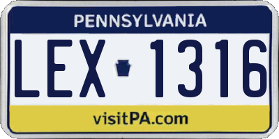 PA license plate LEX1316