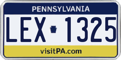 PA license plate LEX1325