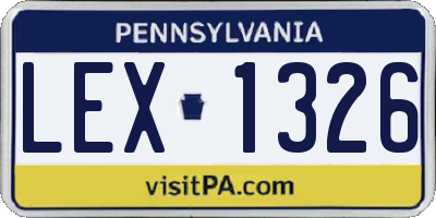 PA license plate LEX1326