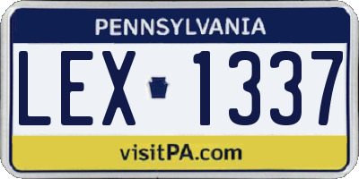 PA license plate LEX1337