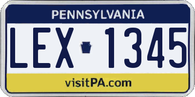 PA license plate LEX1345