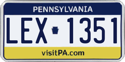 PA license plate LEX1351