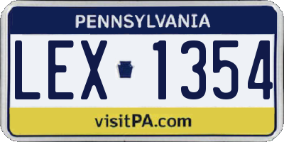 PA license plate LEX1354