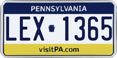 PA license plate LEX1365