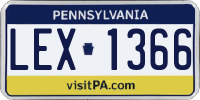 PA license plate LEX1366