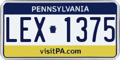 PA license plate LEX1375
