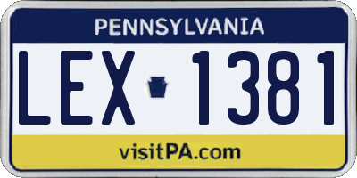 PA license plate LEX1381