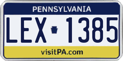 PA license plate LEX1385
