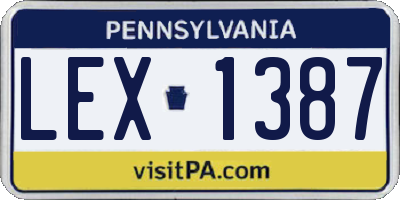 PA license plate LEX1387