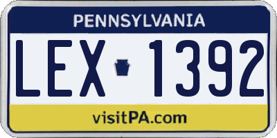 PA license plate LEX1392