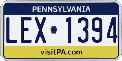 PA license plate LEX1394