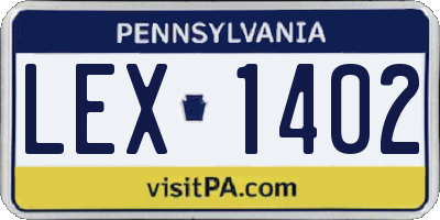 PA license plate LEX1402