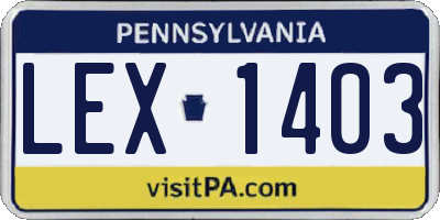 PA license plate LEX1403