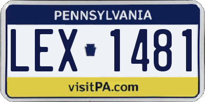 PA license plate LEX1481