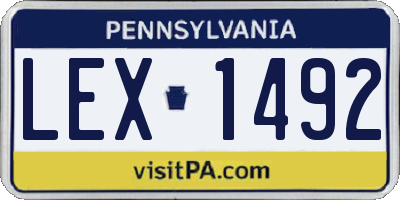 PA license plate LEX1492