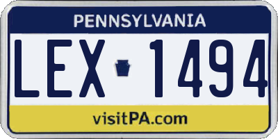 PA license plate LEX1494