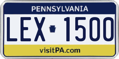 PA license plate LEX1500