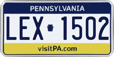 PA license plate LEX1502