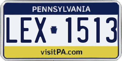 PA license plate LEX1513