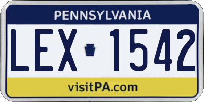 PA license plate LEX1542