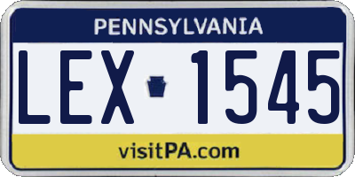 PA license plate LEX1545