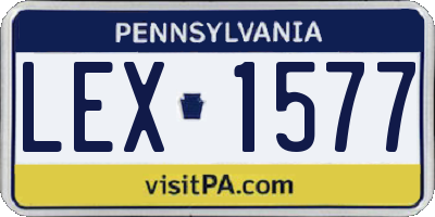 PA license plate LEX1577