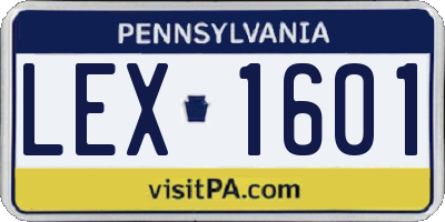PA license plate LEX1601