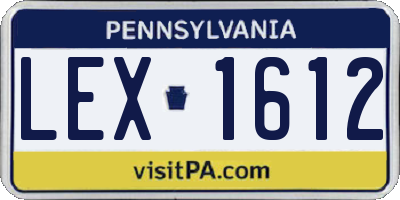 PA license plate LEX1612