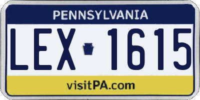 PA license plate LEX1615