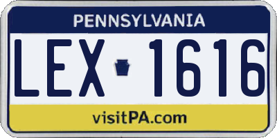 PA license plate LEX1616
