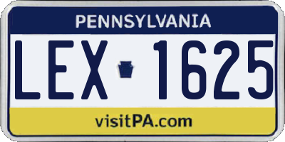 PA license plate LEX1625