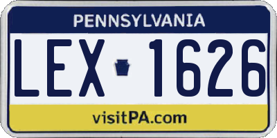 PA license plate LEX1626
