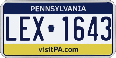 PA license plate LEX1643