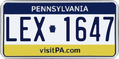 PA license plate LEX1647