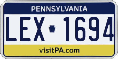 PA license plate LEX1694