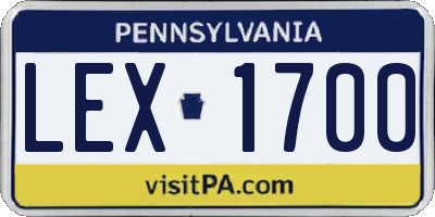 PA license plate LEX1700