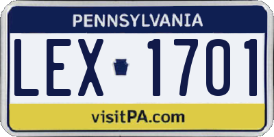PA license plate LEX1701