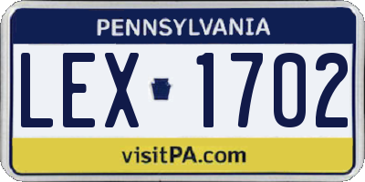 PA license plate LEX1702