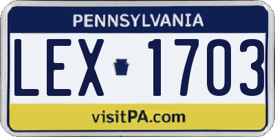 PA license plate LEX1703