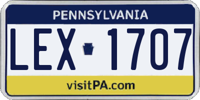 PA license plate LEX1707