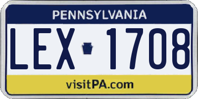 PA license plate LEX1708
