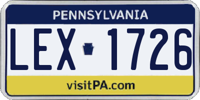 PA license plate LEX1726