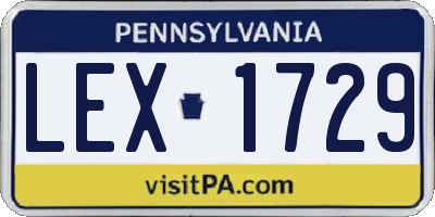 PA license plate LEX1729