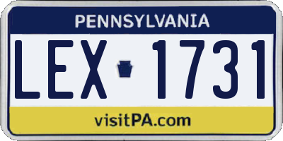 PA license plate LEX1731