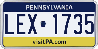 PA license plate LEX1735