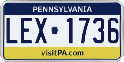 PA license plate LEX1736