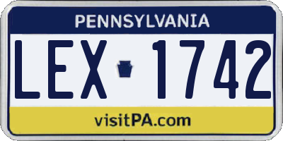 PA license plate LEX1742