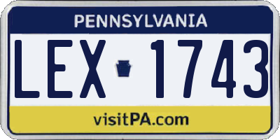PA license plate LEX1743