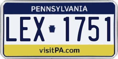 PA license plate LEX1751